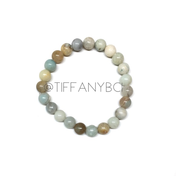 Bamboo Leaf Agate and Amazonite Genuine Stone Bracelet - Picture 3 of 15